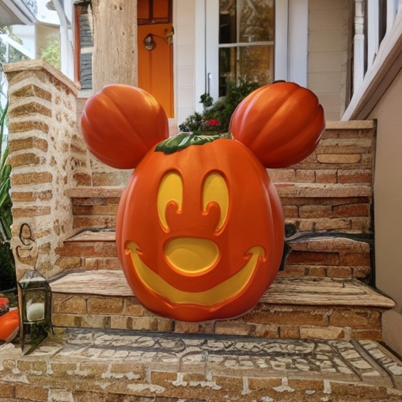 Disney Parks 2023 Mickey Mouse Light Up Jack O’ Lantern Pumpkin 22” Home Decor - Picture 2 of 2